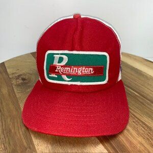 Vintage Remington New Era Made in USA VTG Trucker Snapback Hat Red White